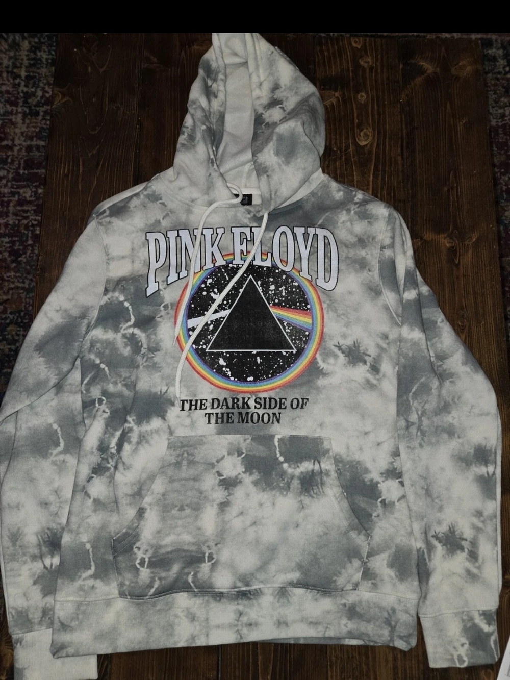 Pink Floyd 'The Dark Side of the Moon' Tie-Dye Hoodie - Gray/White